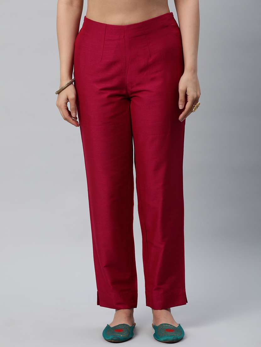 women magenta round neck kurta pant set with dupatta - 20376650 - Standard Image - 4