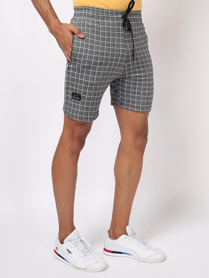 men grey checkered regular fit shorts - 20376745 -  Standard Image - 1