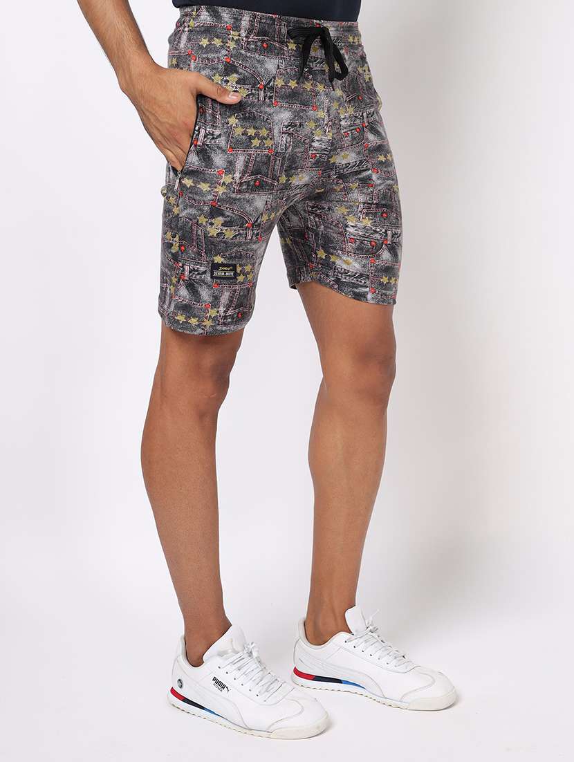 Men Grey Printed Regular Fit Shorts - 20376750 -  Standard Image - 1