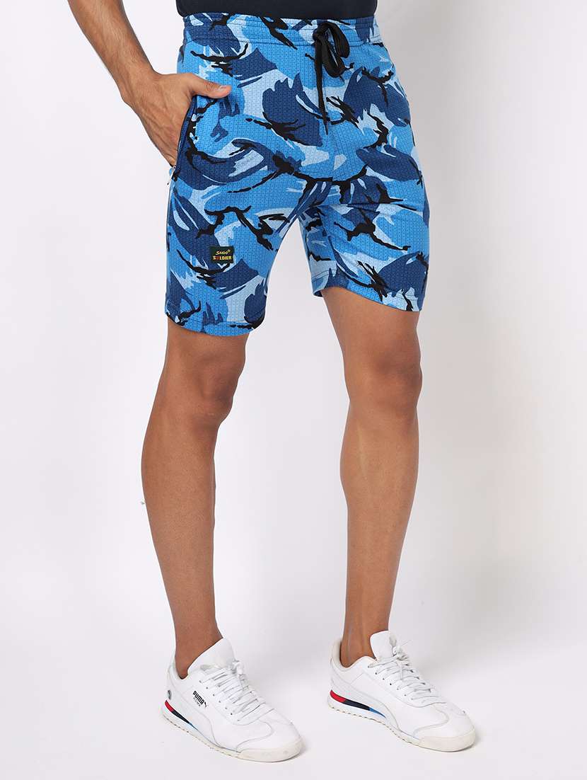 men blue printed regular fit shorts - 20376758 -  Standard Image - 1