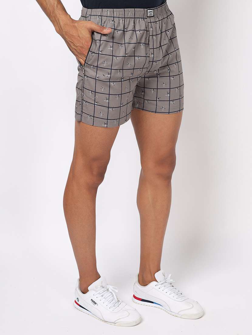 men grey printed regular fit boxer - 20376766 -  Standard Image - 1