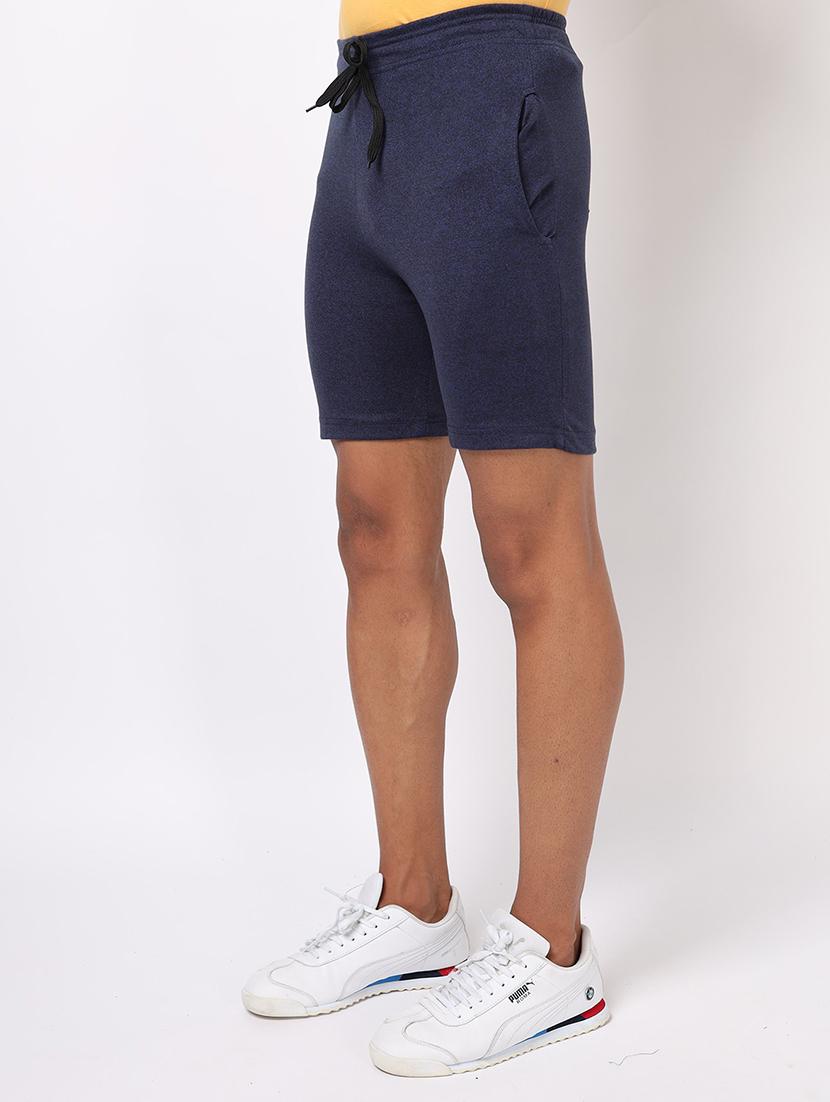 men navy blue solid regular fit shorts - 20376771 - Standard Image - 1