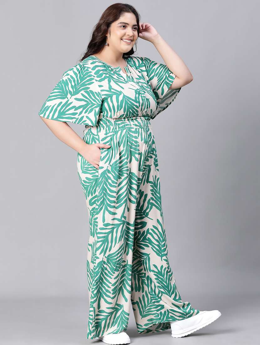 optic white tropical full leg jumpsuit - 20376820 -  Standard Image - 1