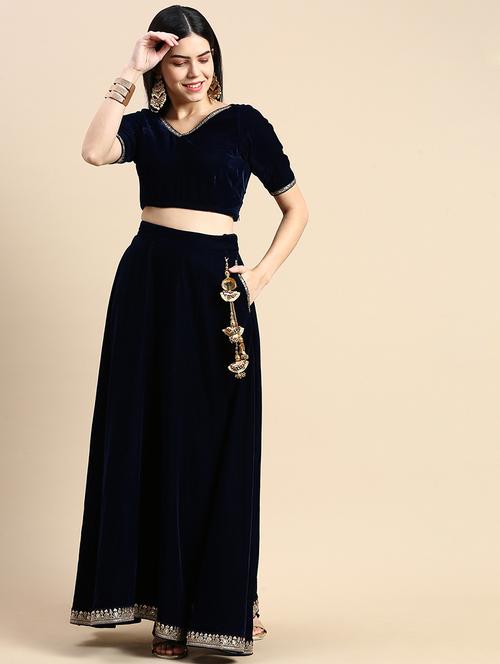 women navy blue solid v-neck blouse - 20376836 -  Standard Image - 0