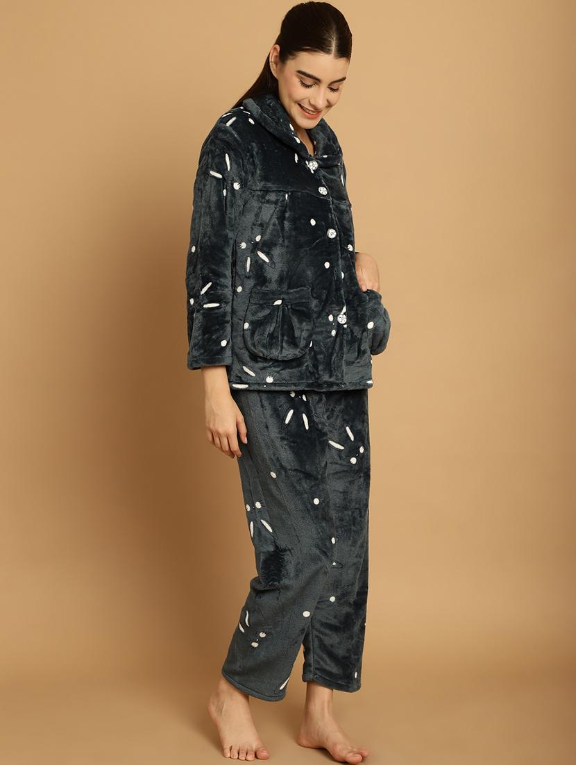 grey quirky print pyjama nightwear set - 20376844 -  Standard Image - 1