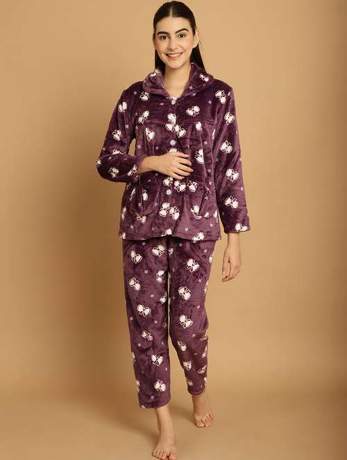 women purple nightwear pyjama set - 20376847 - Standard Image - 0