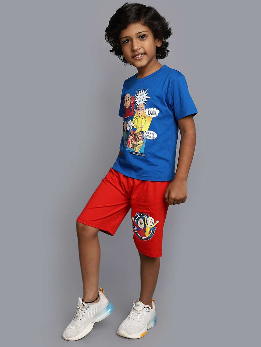 boys round neck graphic printed shorts set - 20376963 -  Standard Image - 1