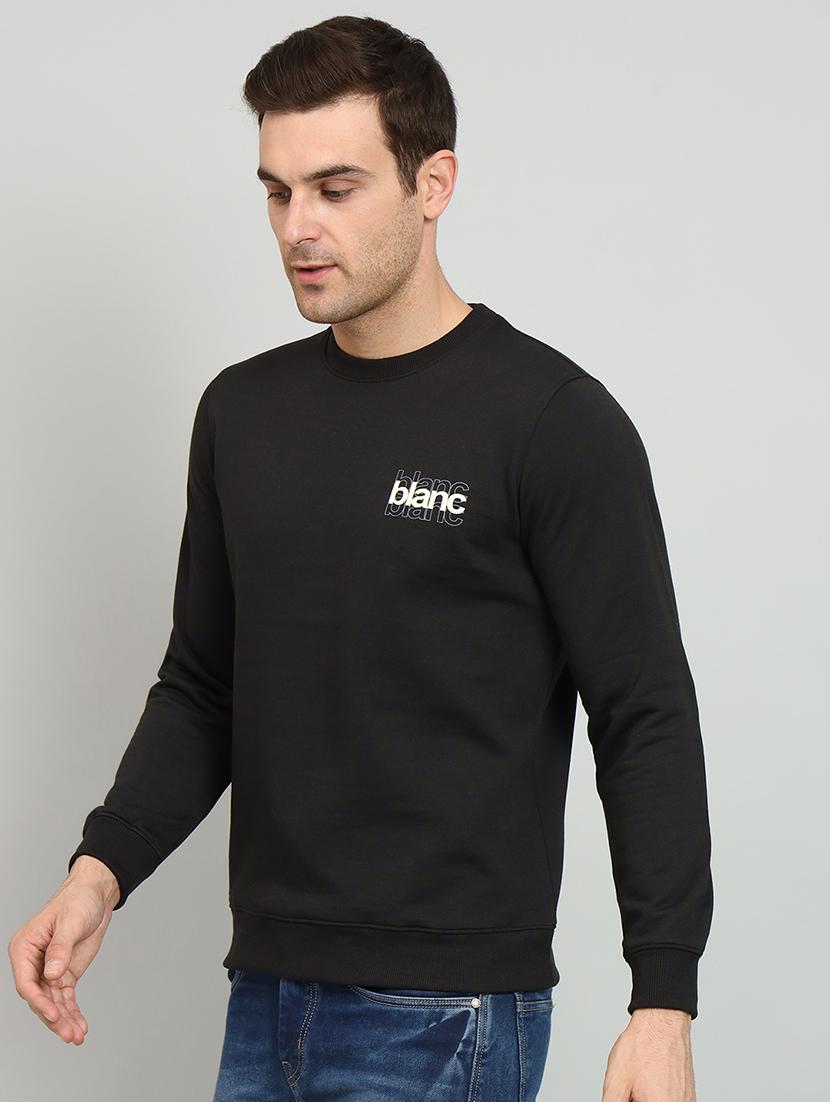 men black fleece back print sweatshirt - 20377738 -  Standard Image - 1
