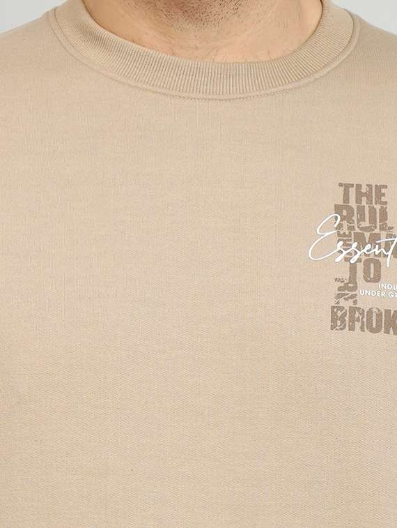 men beige typographic printed sweatshirt - 20377740 - Standard Image - 4