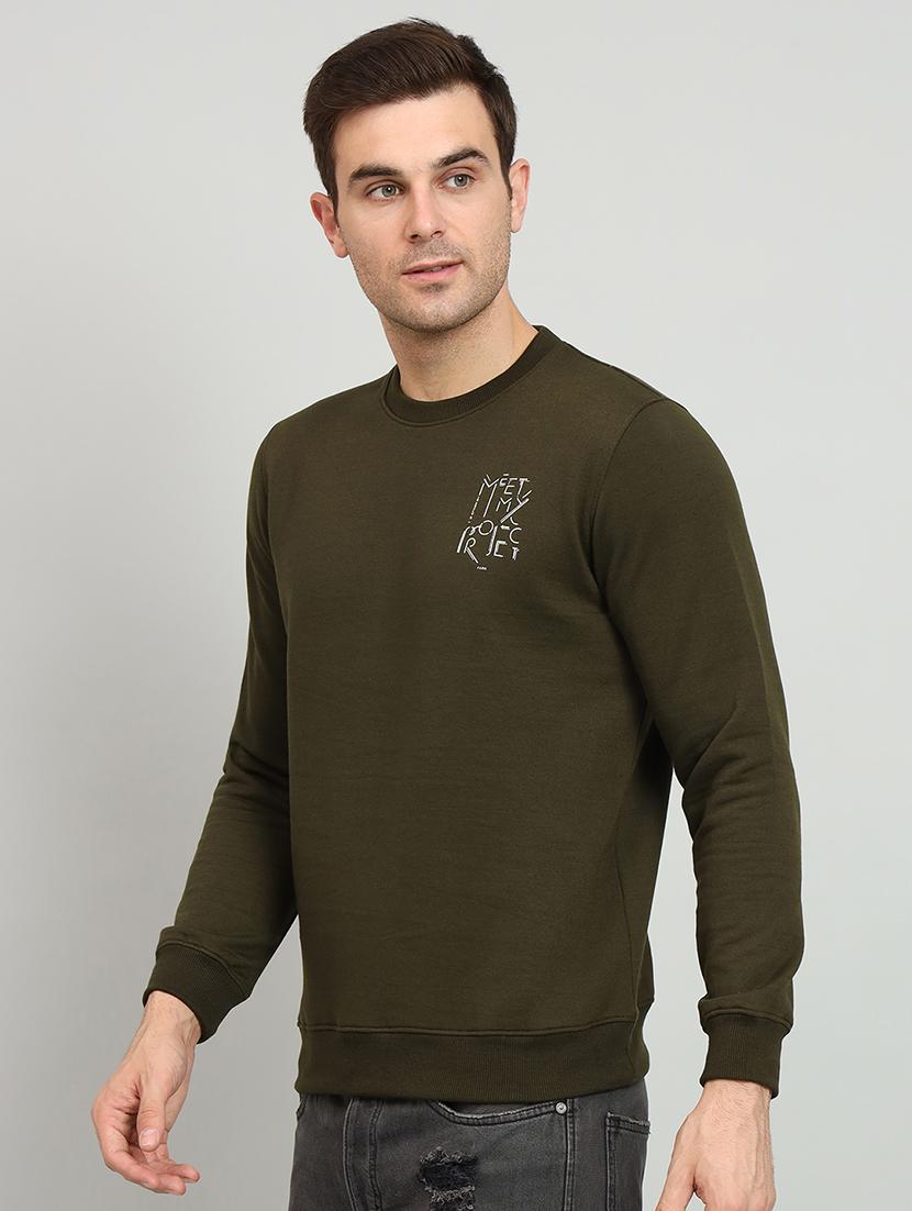 men olive typographic printed sweatshirt - 20377742 - Standard Image - 1