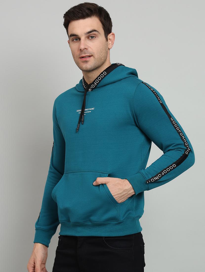 men teal fleece chest print sweatshirt - 20377744 - Standard Image - 1