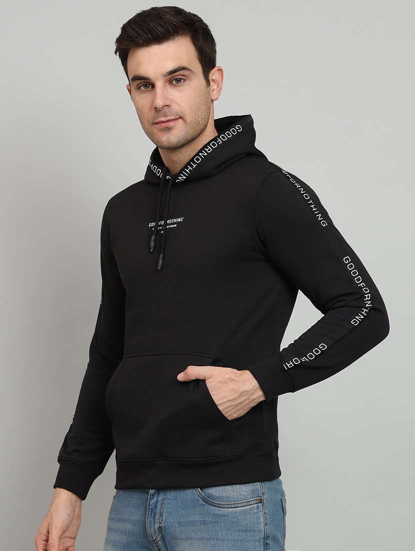 men black fleece chest print sweatshirt - 20377746 -  Standard Image - 1