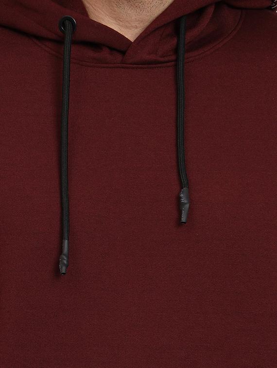 men maroon fleece placement print sweatshirt - 20377757 - Standard Image - 4
