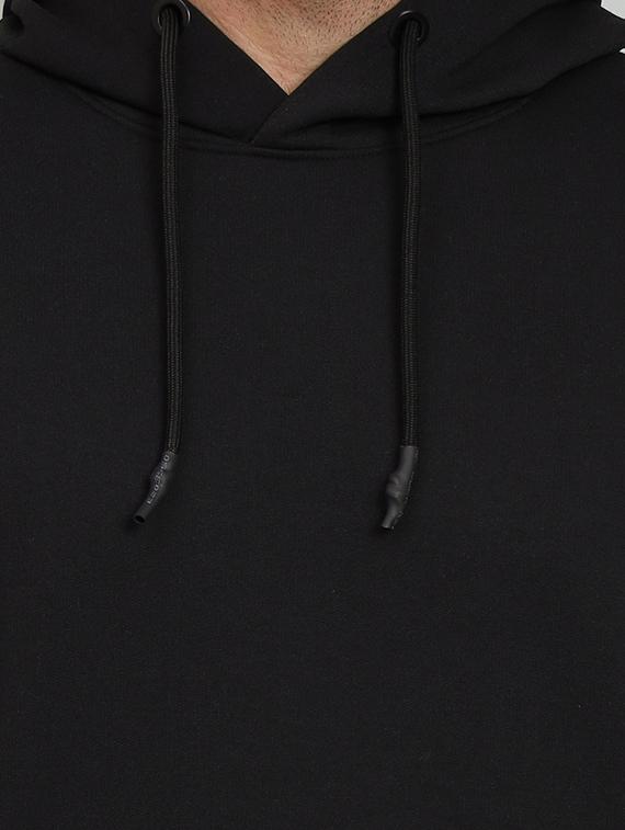 men black typographic print hooded fleece front print sweatshirt - 20377759 - Standard Image - 4