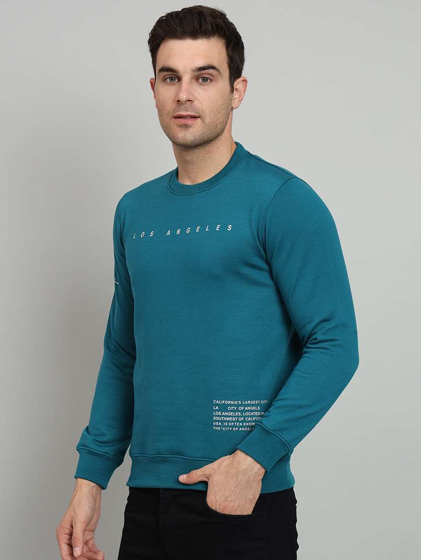 men blue fleece chest print sweatshirt - 20377766 - Standard Image - 1