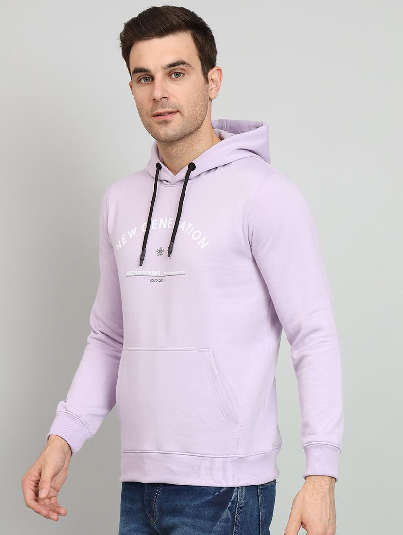 men lavender fleece chest print sweatshirt - 20377773 - Standard Image - 1