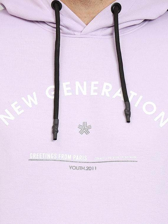 men lavender fleece chest print sweatshirt - 20377773 - Standard Image - 4