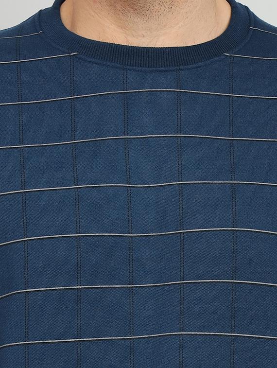 men navy blue checkered fleece all over print sweatshirt - 20377776 - Standard Image - 4