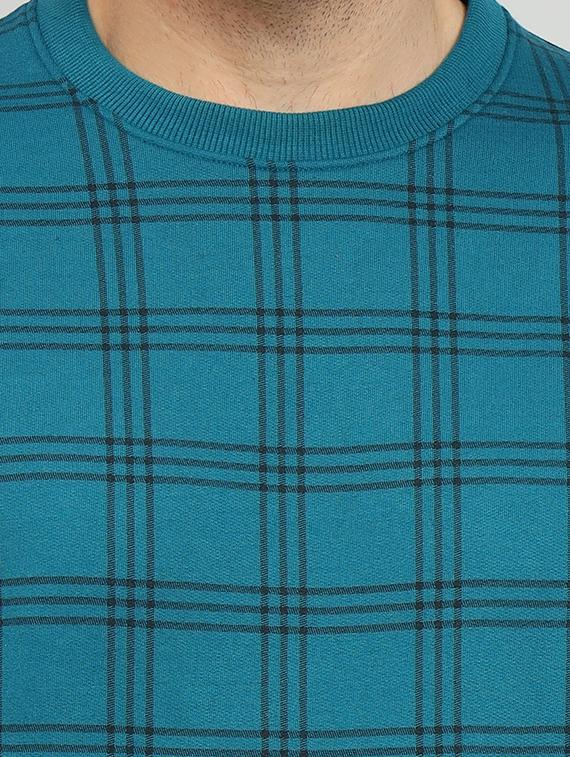 men blue checkered fleece all over print sweatshirt - 20377777 - Standard Image - 4