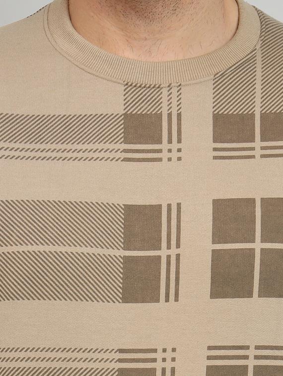 men beige checkered fleece all over print sweatshirt - 20377778 - Standard Image - 4