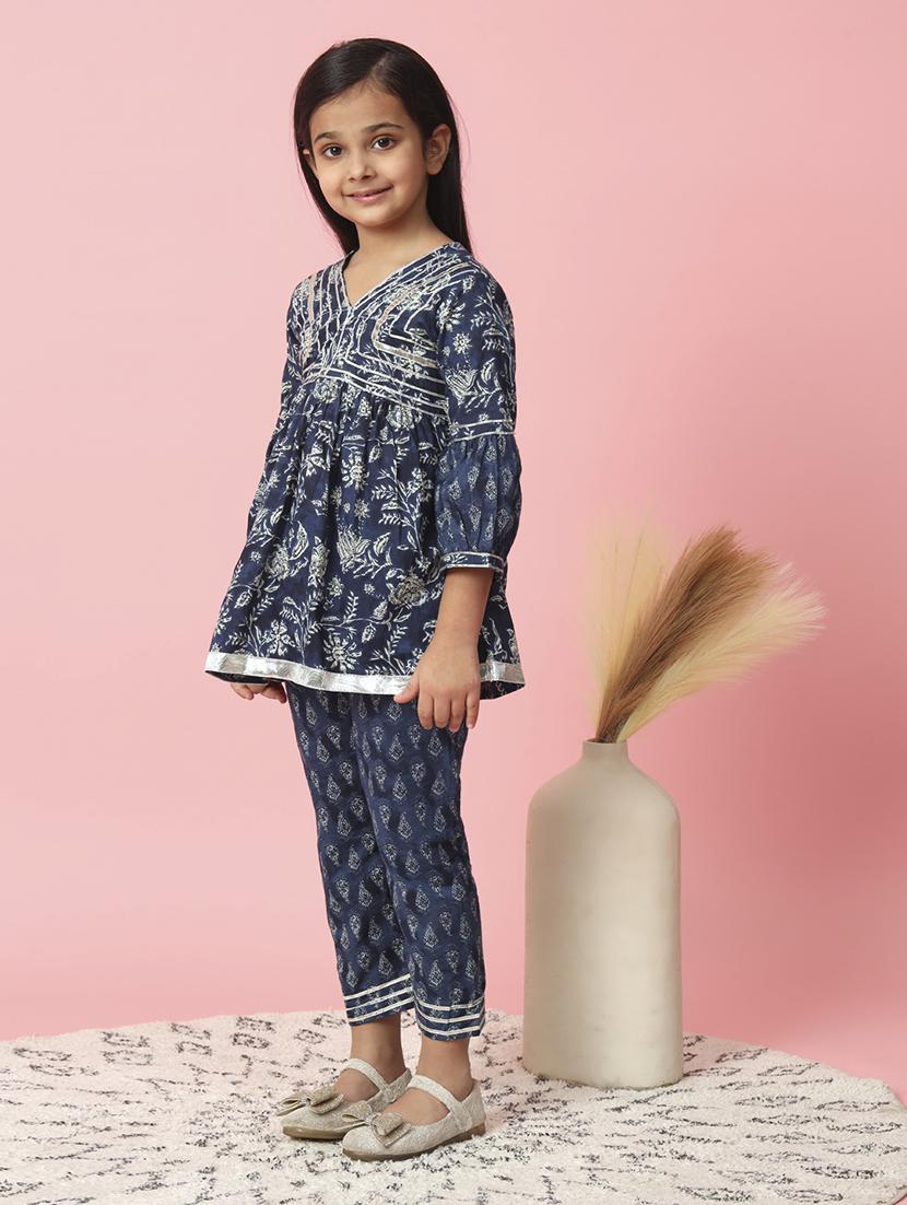 floral printed kurta pant with gotta work - 20381535 - Standard Image - 1