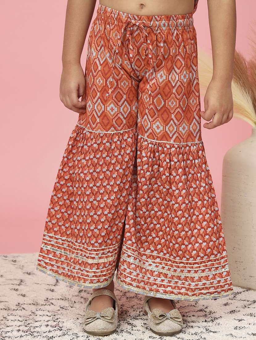orange printed kurta sharara set - 20381544 -  Standard Image - 4