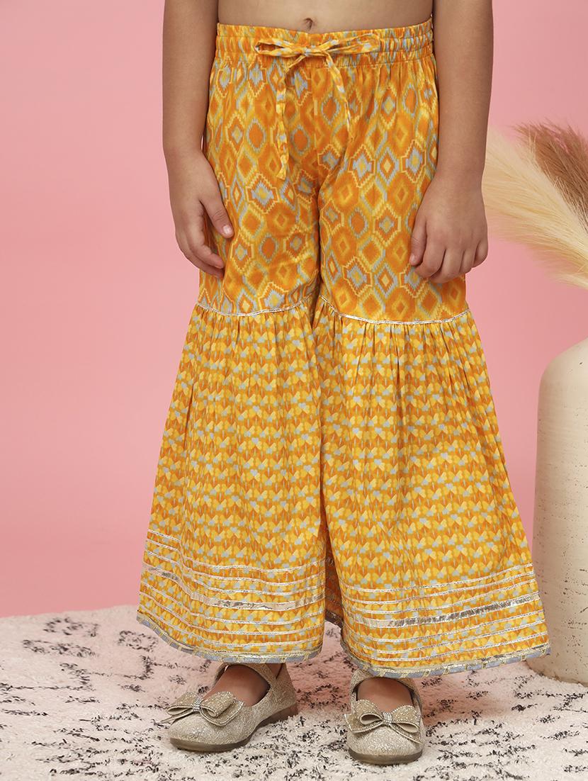 yellow printed kurta sharara set - 20381545 - Standard Image - 4