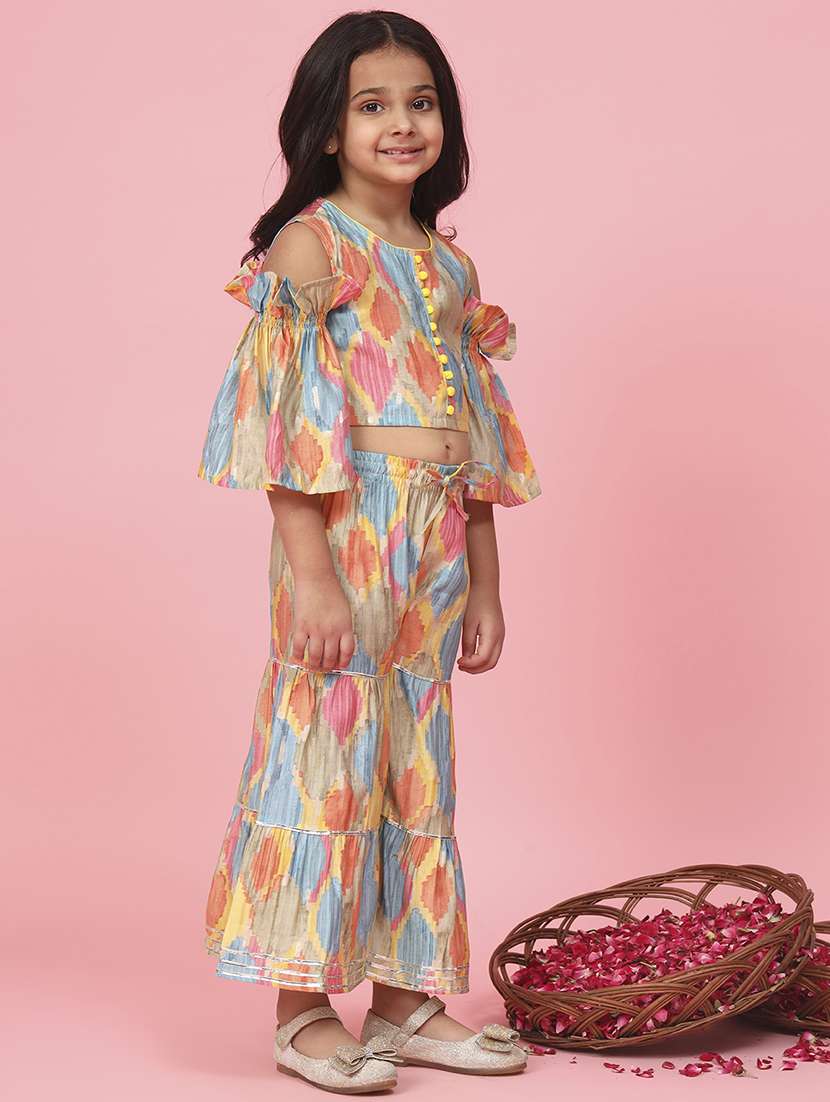 multi colored printed kurta sharara set - 20381551 -  Standard Image - 1