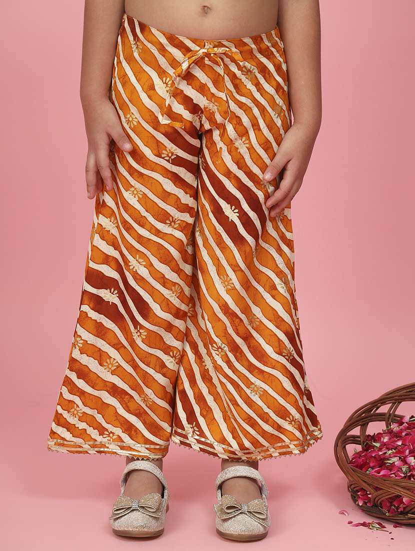 girls leheriya print orange viscose suit set  - 20381552 -  Standard Image - 4