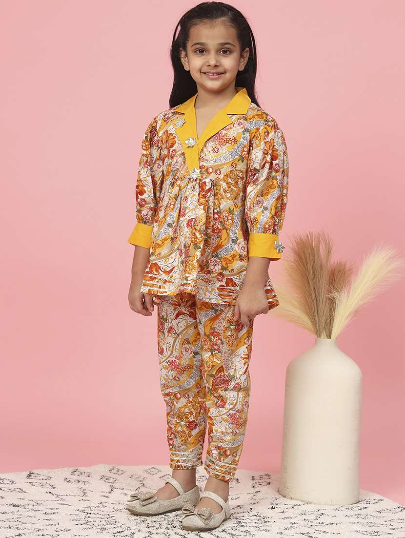 girls multi colored printed cotton suit set - 20381556 -  Standard Image - 1