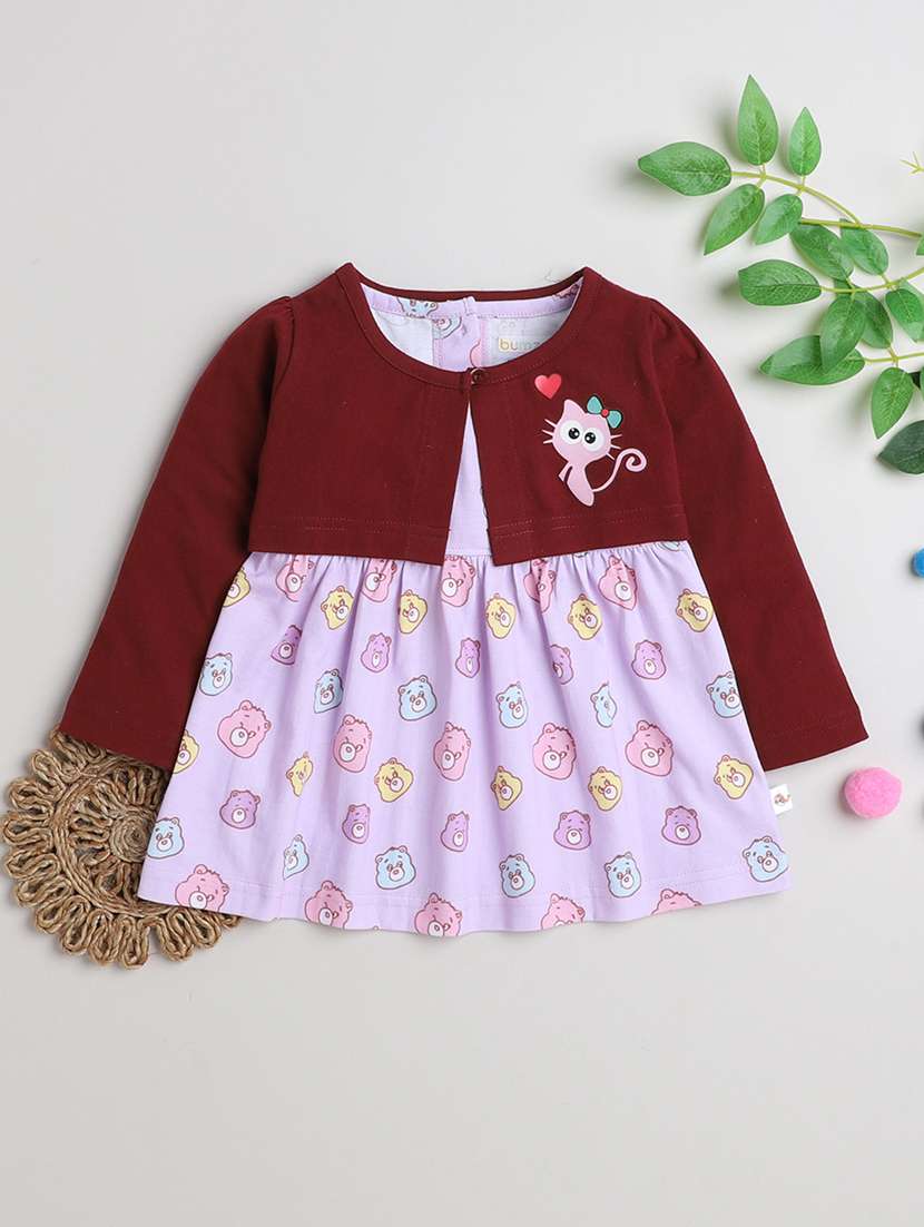 girls round neck long sleeves frock