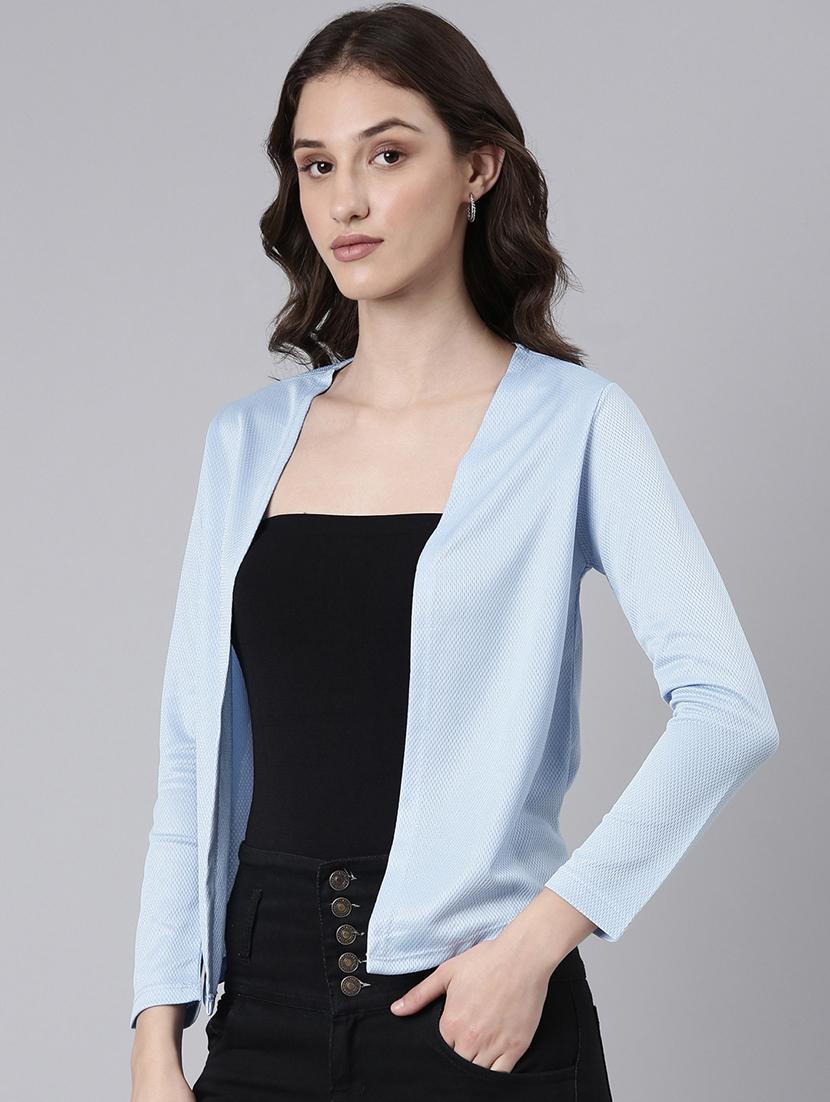 women light blue solid regular shrug - 20381725 - Standard Image - 1