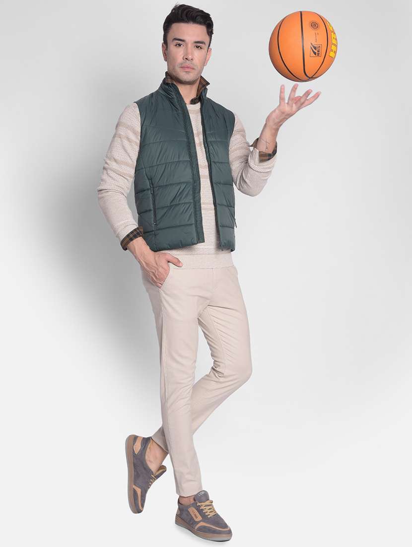 men charcoal colored sleeveless polyester casual jacket - 20381765 - Standard Image - 4