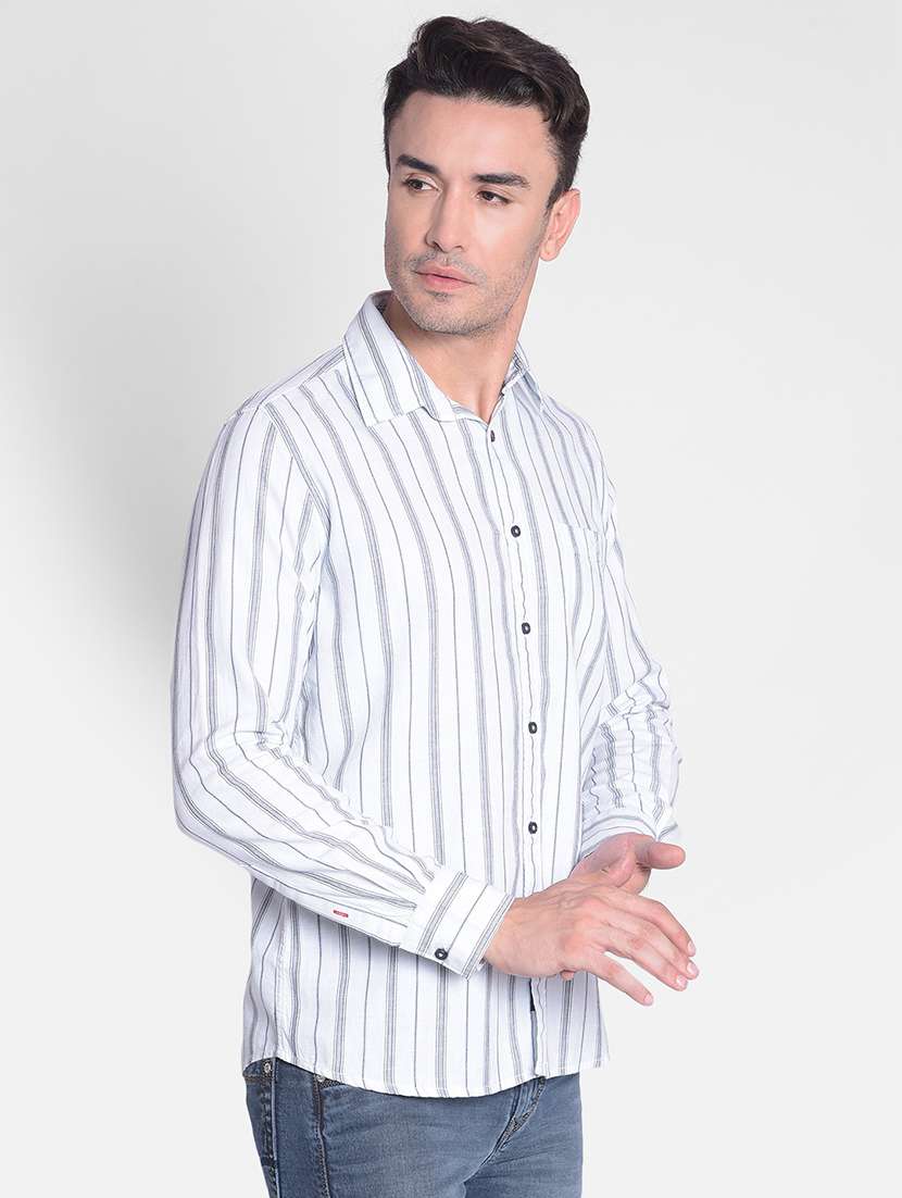 men white striped cotton casual shirt - 20381772 -  Standard Image - 1