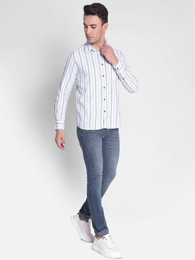 men white striped cotton casual shirt - 20381772 -  Standard Image - 4