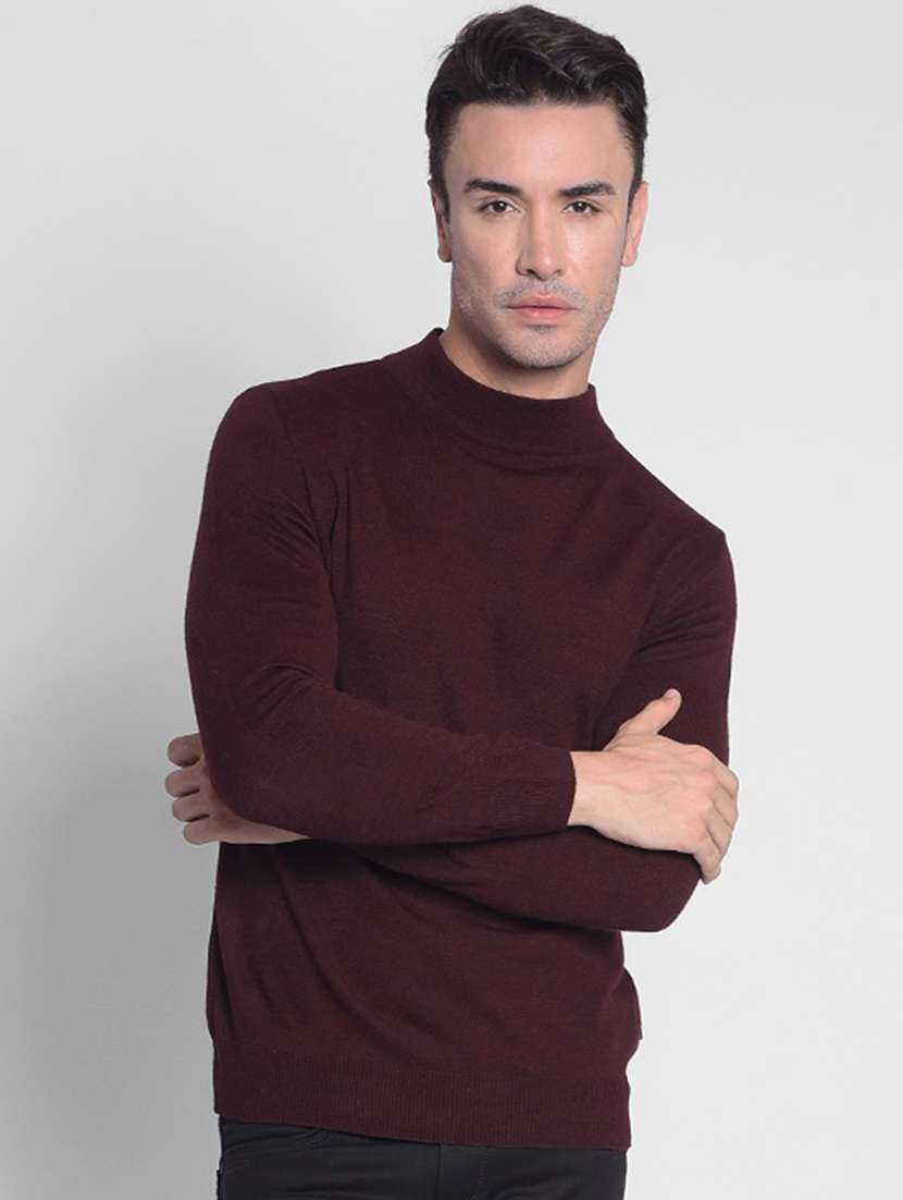 men maroon acrylic pullover