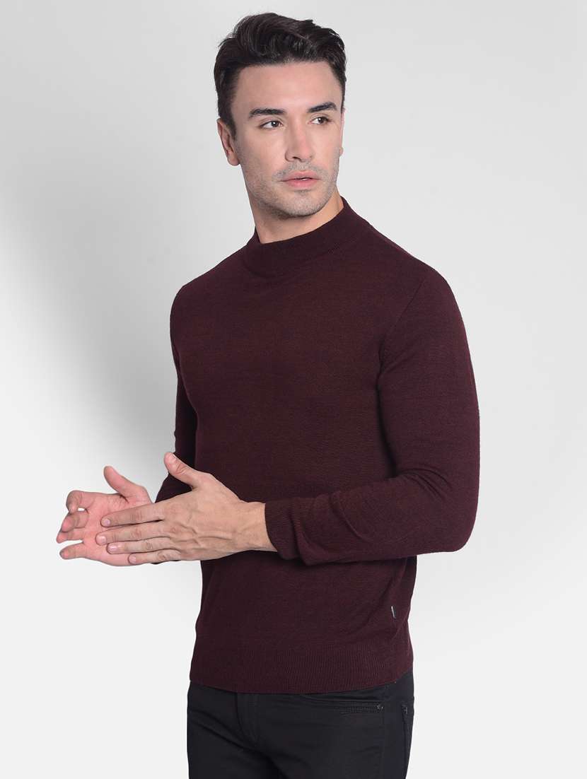 men maroon acrylic pullover - 20381796 -  Standard Image - 1