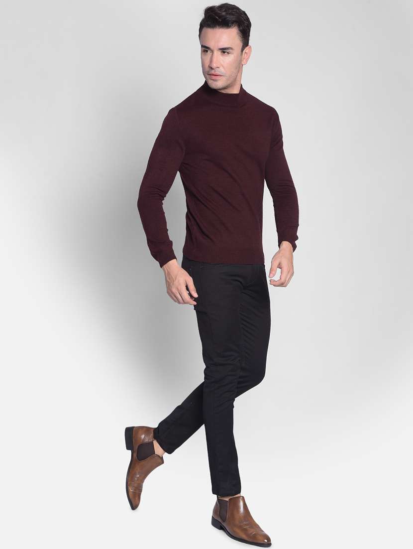 men maroon acrylic pullover - 20381796 -  Standard Image - 4
