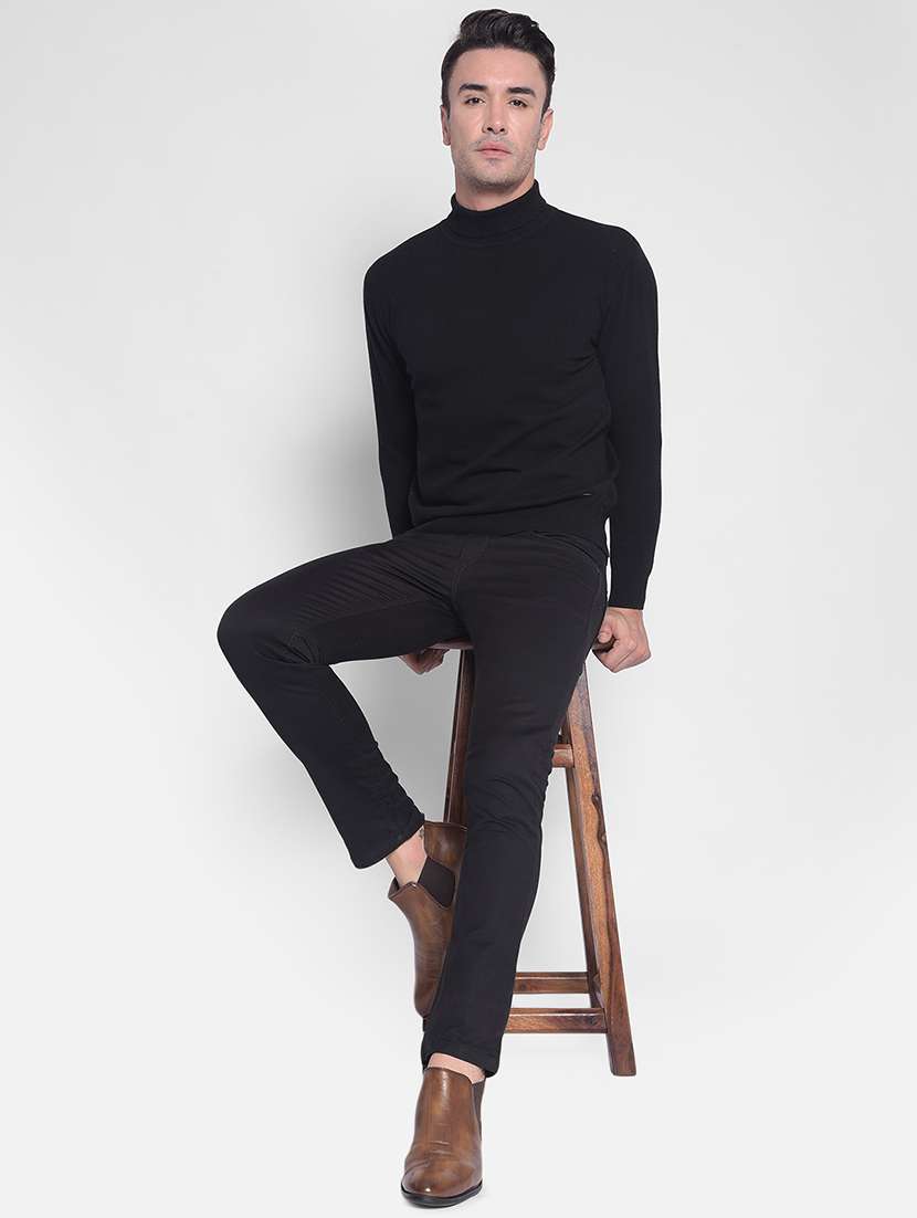 men black turtle neck viscose pullover - 20381803 -  Standard Image - 4