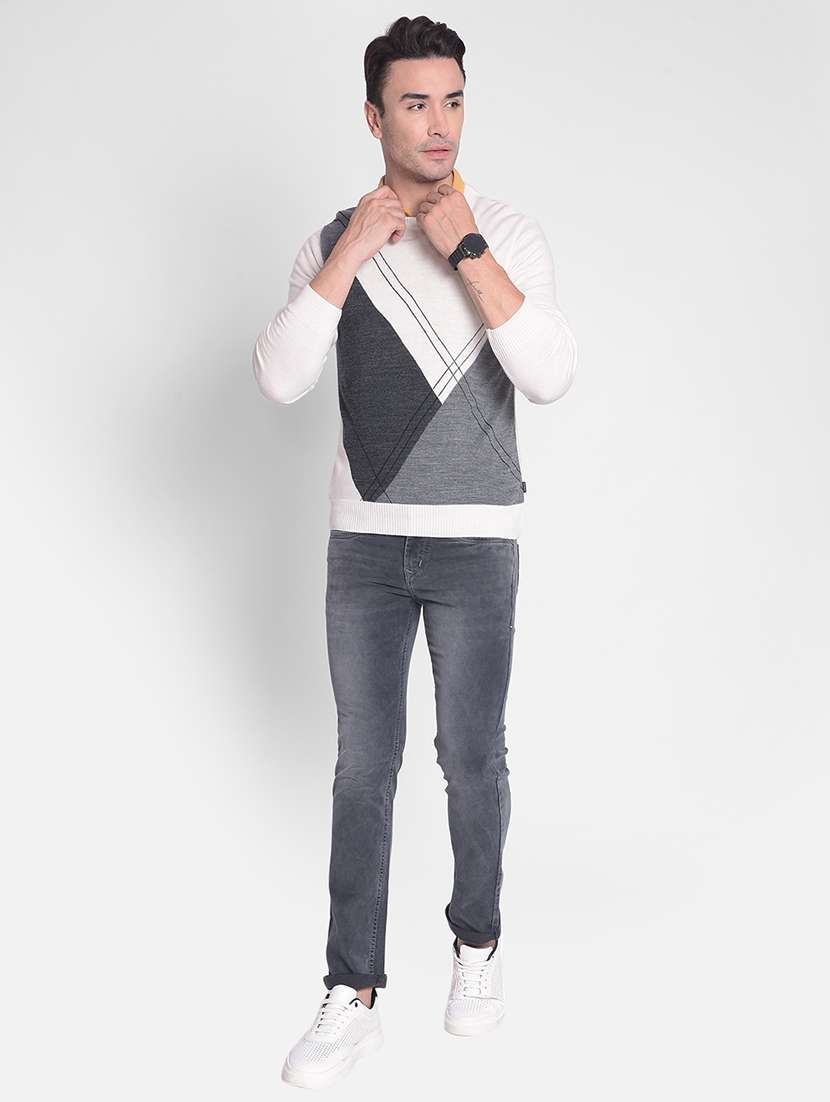 men multi color self design acrylic pullover - 20381804 -  Standard Image - 4