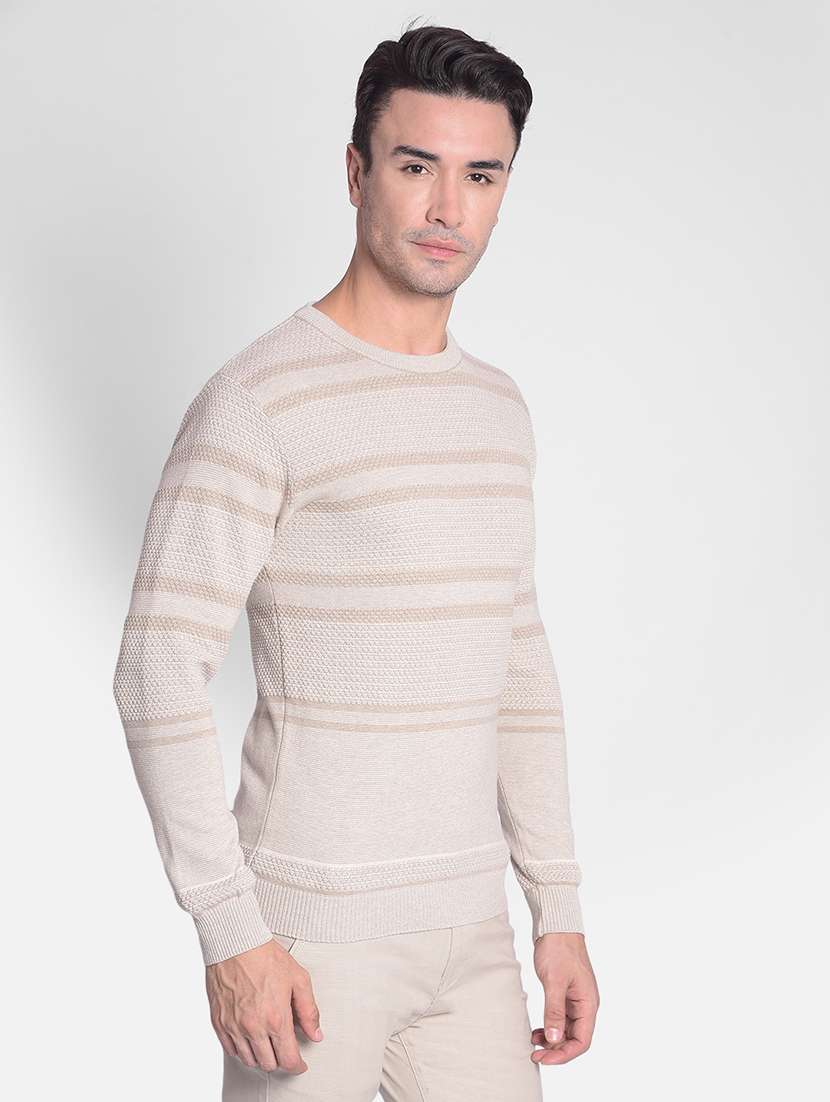 men beige cotton pullover - 20381805 -  Standard Image - 1