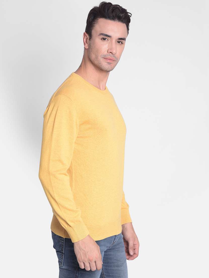 men mustard cotton pullover - 20381810 -  Standard Image - 1
