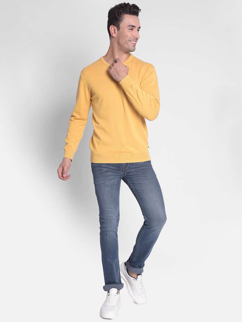men mustard cotton pullover - 20381810 -  Standard Image - 4