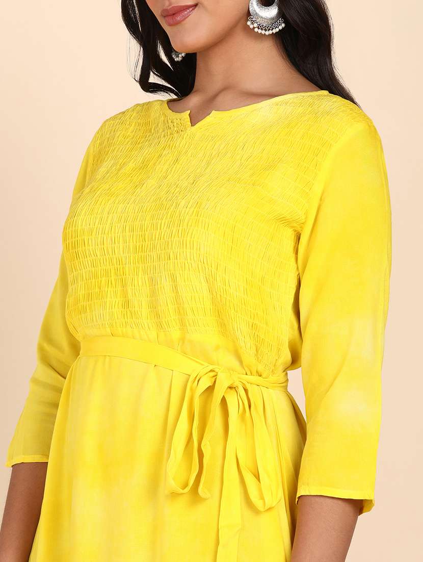 yellow tie & dye a-line dress - 20381814 -  Standard Image - 4