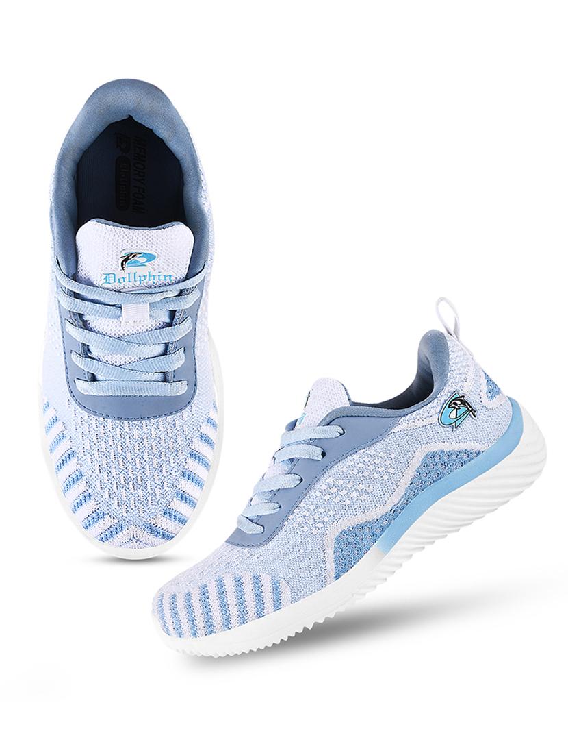 blue flyknit laceup sports shoes - 20381972 - Standard Image - 4