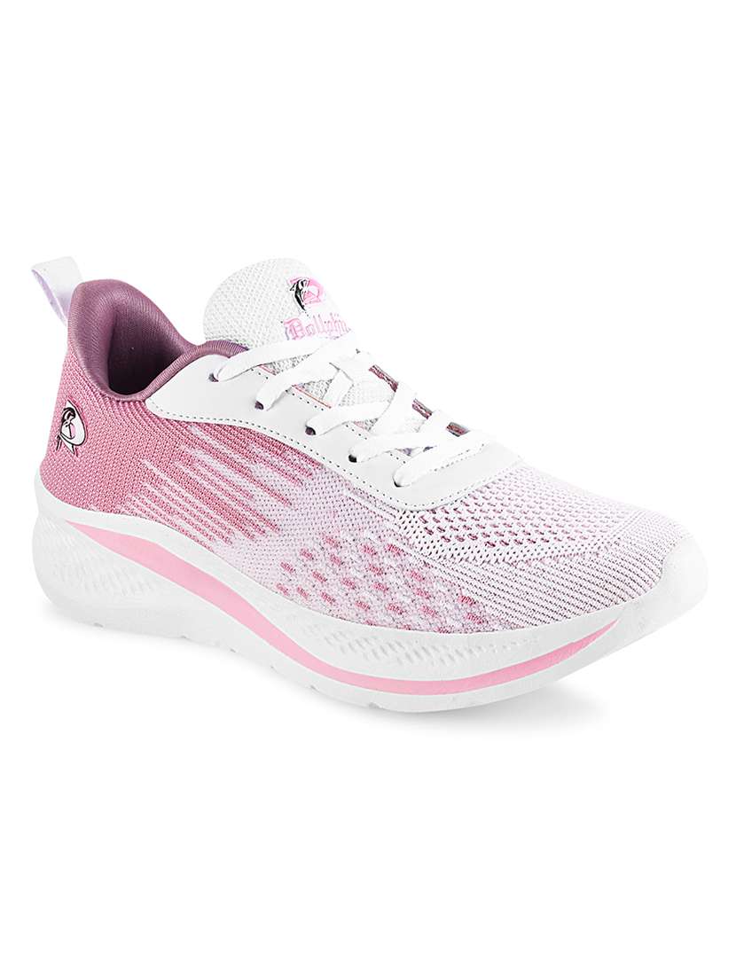 pink flyknit laceup sports shoes - 20381978 -  Standard Image - 1