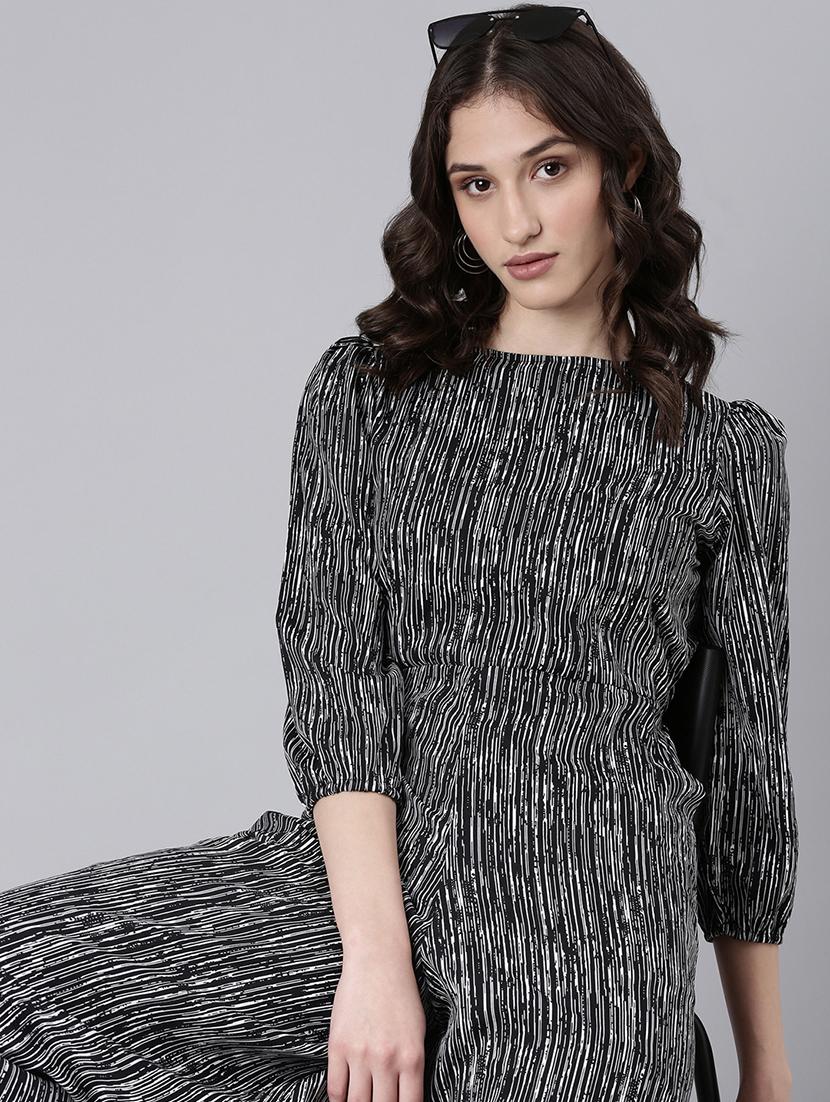 black abstract print full leg jumpsuit - 20382734 - Standard Image - 4