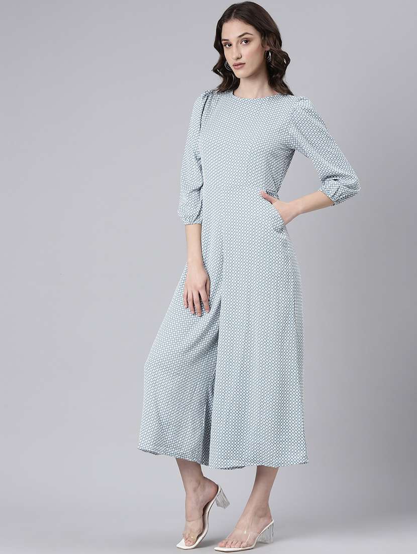 light blue polka dots full leg jumpsuit - 20382736 -  Standard Image - 1