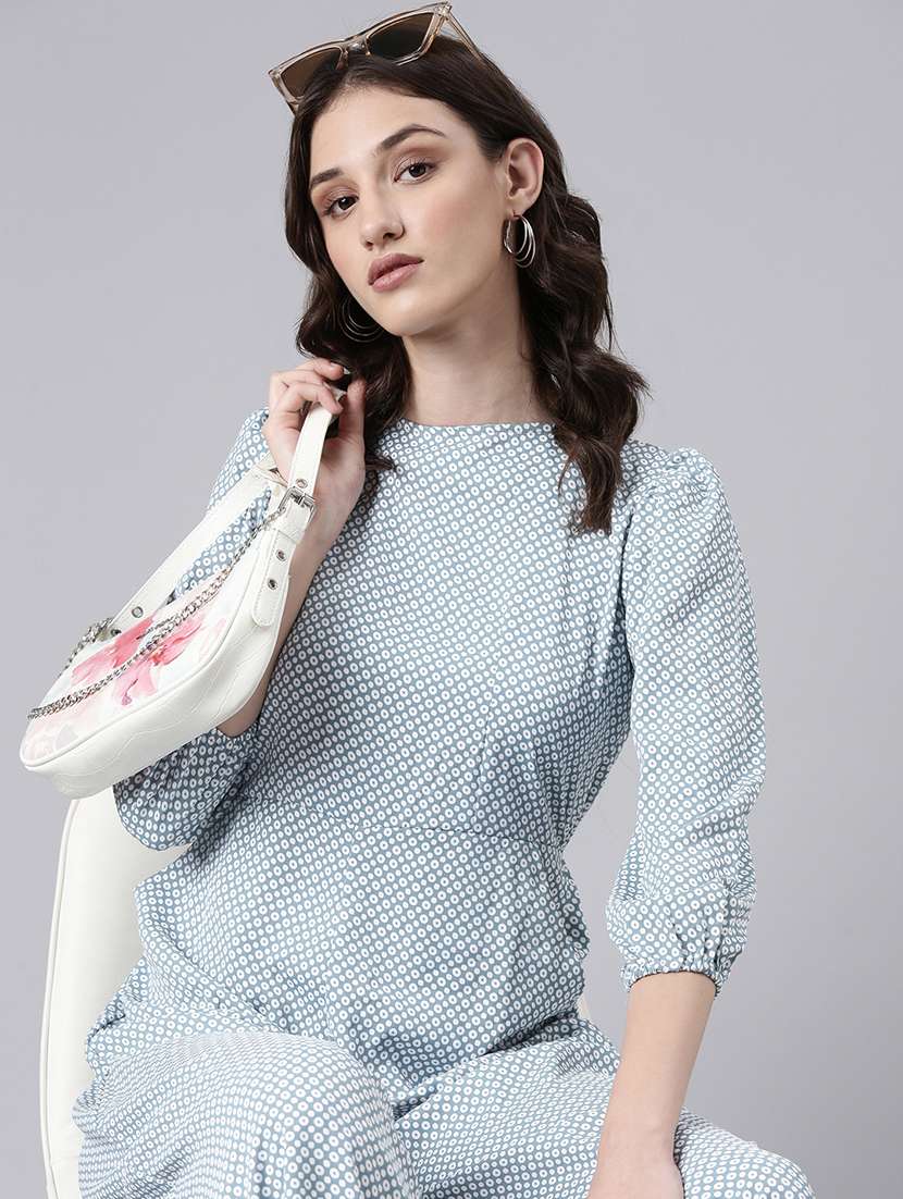 light blue polka dots full leg jumpsuit - 20382736 -  Standard Image - 4