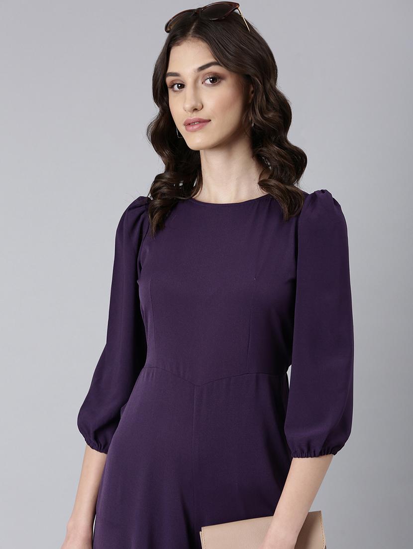purple cotton 3/4th jumpsuit - 20382738 - Standard Image - 4